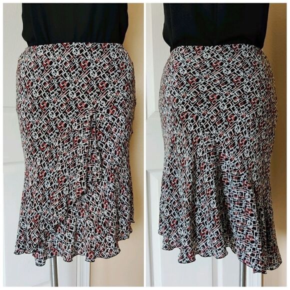 Worthington geometric print silk skirt sz 14 - Picture 4 of 7
